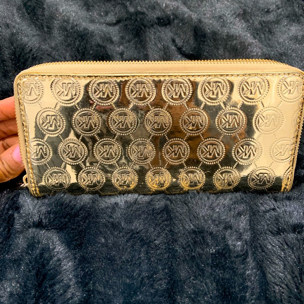 MK Michael Kors Monogram Gold Wallet